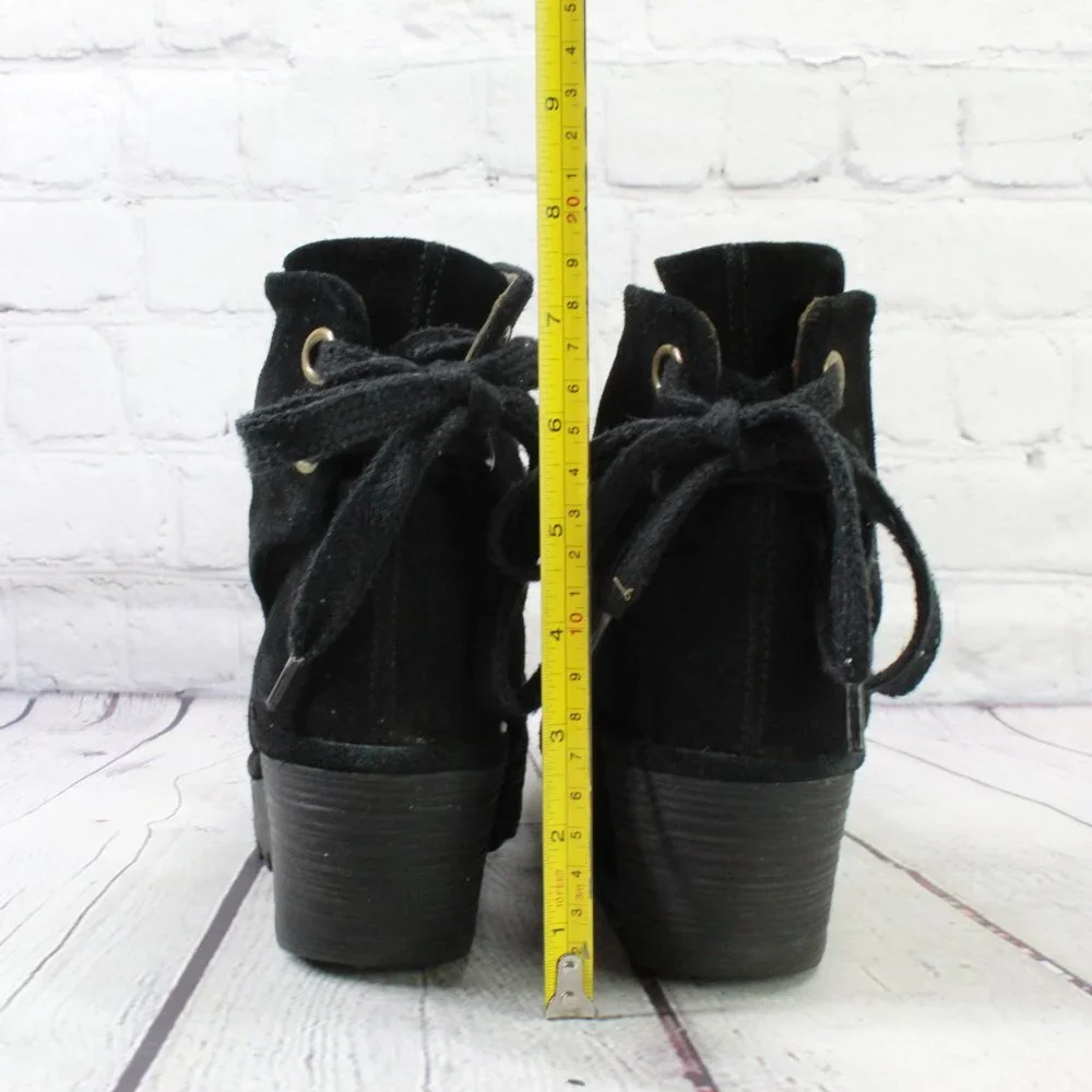 FLY London Yama Black Suede Wedge Ankle Bootie Boot Size 40 US 10 - Picture 8 of 9